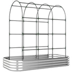 7 x 4 x 7ft Galvanized Raised Garden Bed with Arched Trellis, Silver