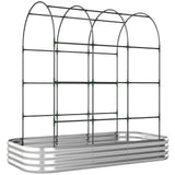 7 x 4 x 7ft Galvanized Raised Garden Bed with Arched Trellis, Silver