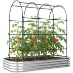 7 x 4 x 7ft Galvanized Raised Garden Bed with Arched Trellis, Silver