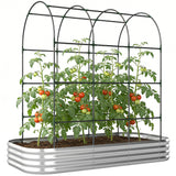 7 x 4 x 7ft Galvanized Raised Garden Bed with Arched Trellis, Silver