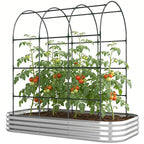7 x 4 x 7ft Galvanized Raised Garden Bed with Arched Trellis, Silver