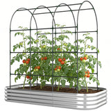 7 x 4 x 7ft Galvanized Raised Garden Bed with Arched Trellis, Silver