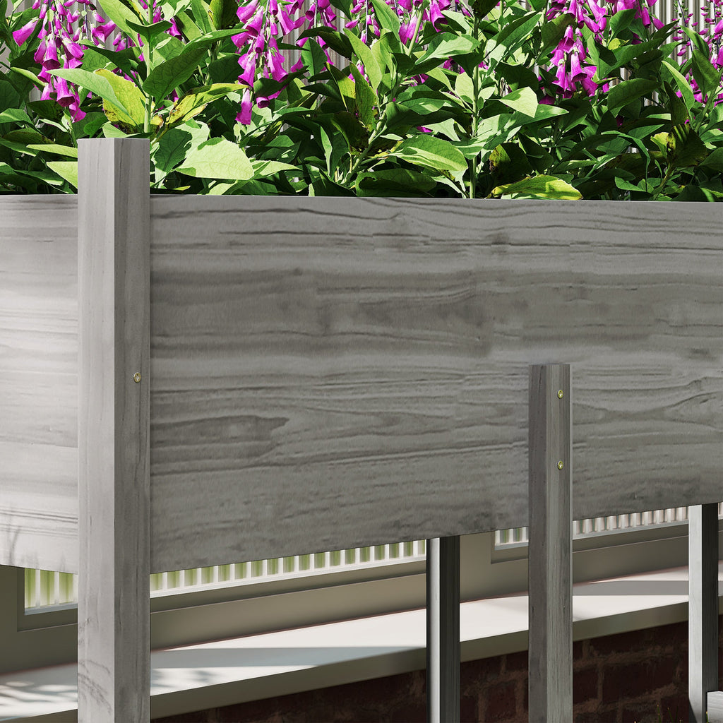 Wooden Raised Garden Bed with Liner, Legs and Drain Holes, Grey