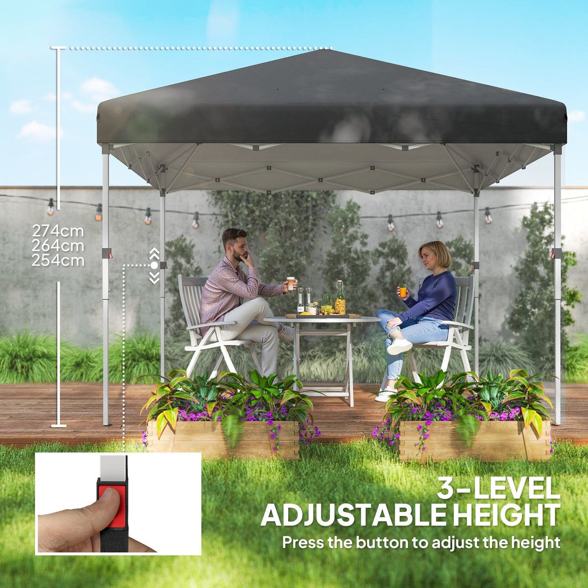 10' x 10' Pop Up Canopy Tent with Sidewalls and Roller Bag, Black