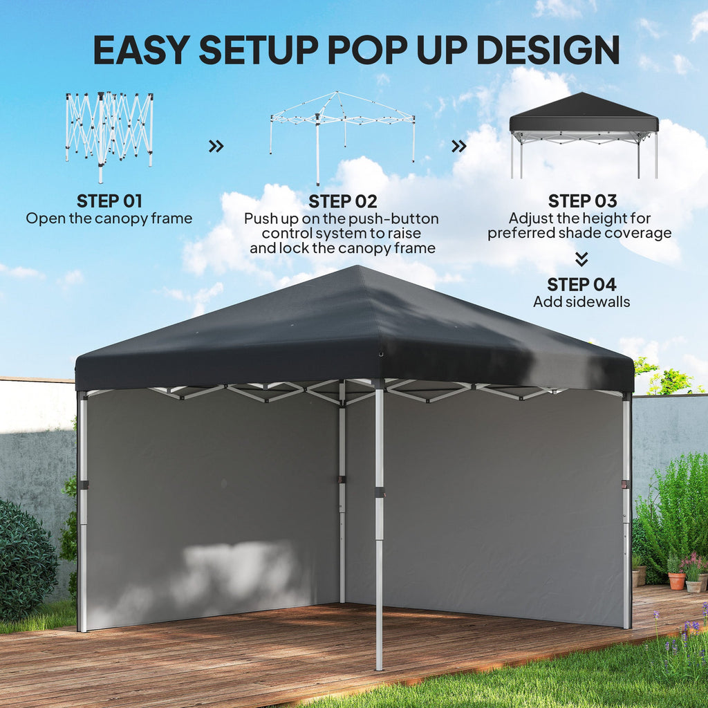 10' x 10' Pop Up Canopy Tent with Sidewalls and Roller Bag, Black