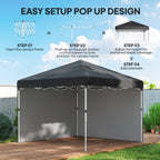 10' x 10' Pop Up Canopy Tent with Sidewalls and Roller Bag, Black