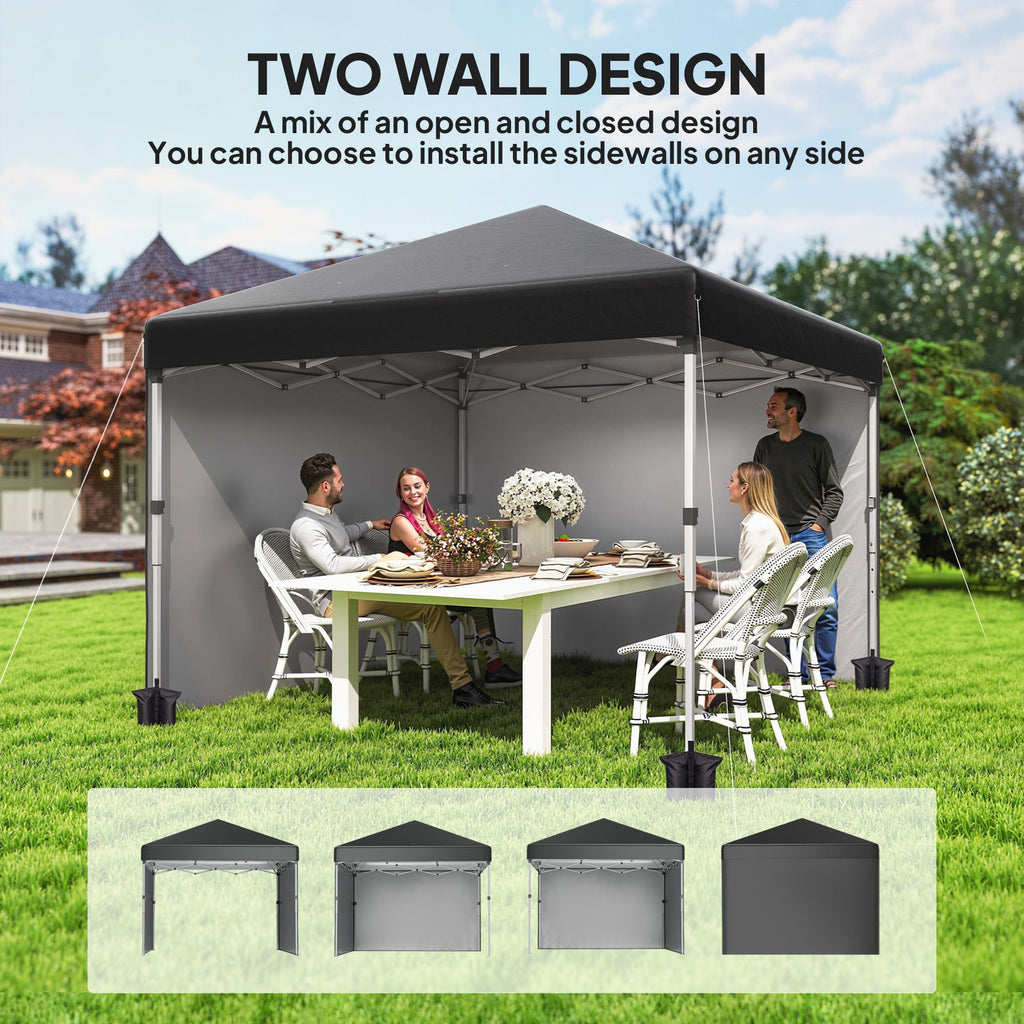 10' x 10' Pop Up Canopy Tent with Sidewalls and Roller Bag, Black