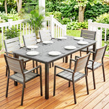 180 x 86 cm Garden Dining Table for 6-8 with Wood Slatted Top, Grey
