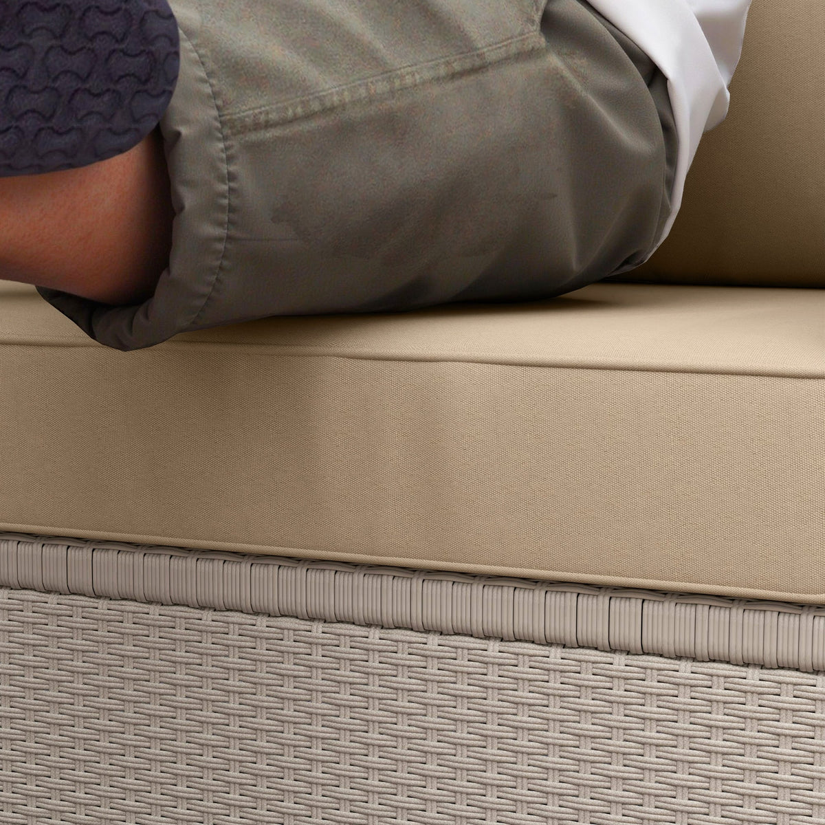 2 Seater Outdoor Seat Cushions with Backrest, Beige