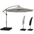 3 m Cantilever Parasol with Weights, Cover & Cross Base, Light Grey