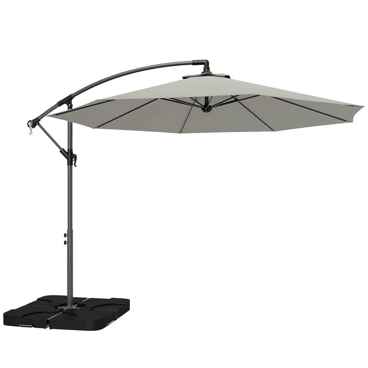3 m Cantilever Parasol with Weights, Cover & Cross Base, Light Grey