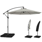 3 m Cantilever Parasol with Weights, Cover & Cross Base, Light Grey