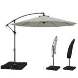 3 m Cantilever Parasol with Weights, Cover & Cross Base, Light Grey