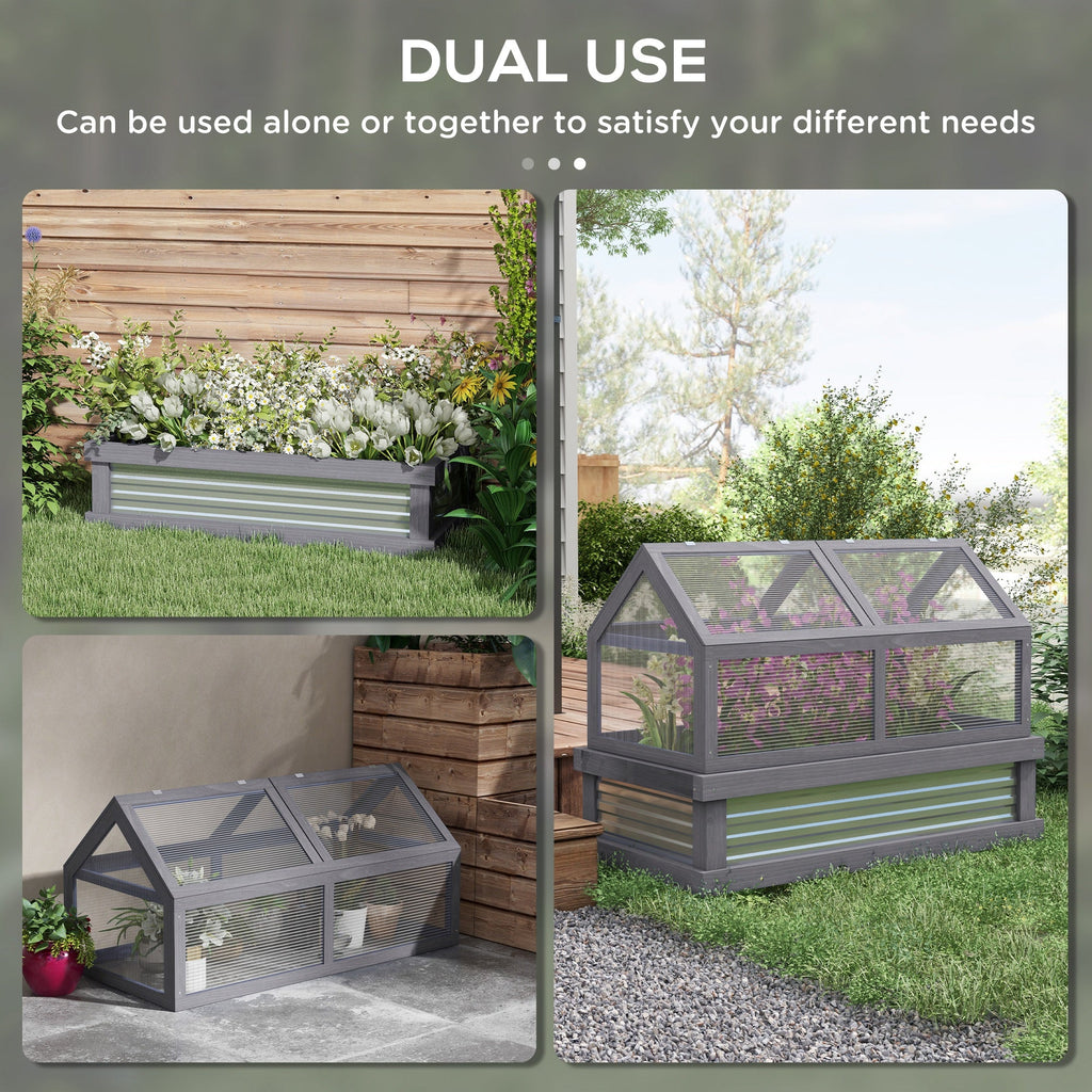 NookGrow 48" x 24" x 32" Wooden Cold Frame Greenhouse, Grey
