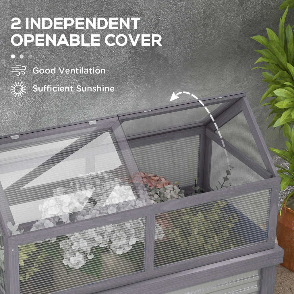 NookGrow 48" x 24" x 32" Wooden Cold Frame Greenhouse, Grey