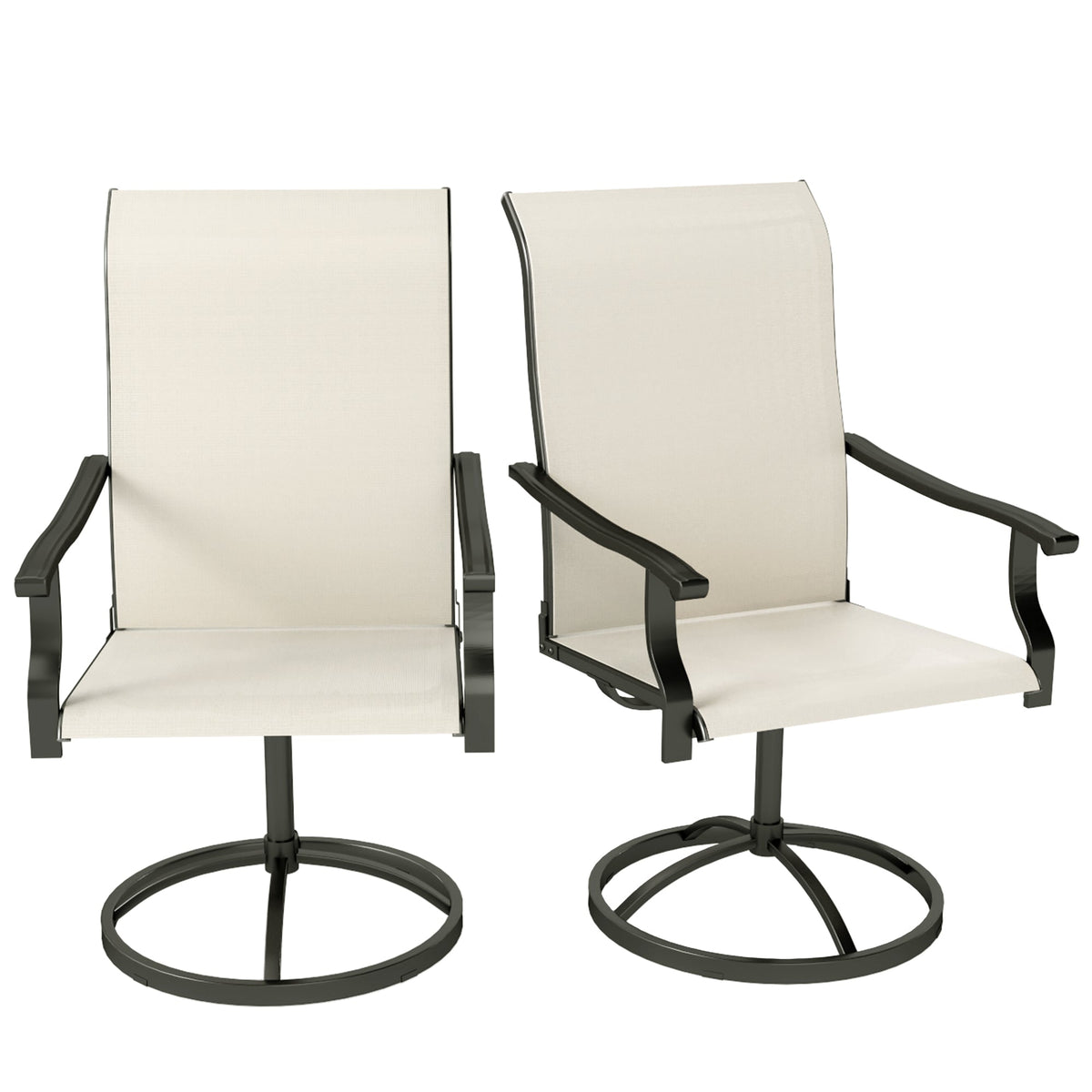 2-Piece Outdoor Patio Swivel Chairs, Beige