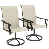 2-Piece Outdoor Patio Swivel Chairs, Beige