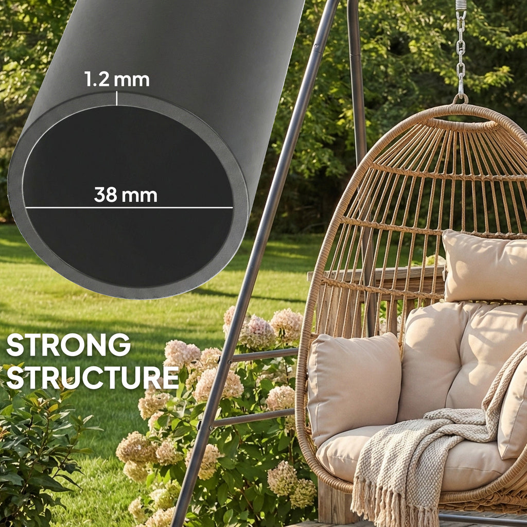 Hammock Chair Stand with Anti-Slip Pads and 2 Carabiners, Gray