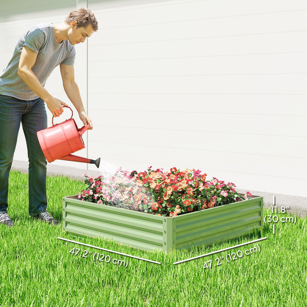 4' x 4' x 1' Galvanized Raised Garden Bed for Vegetables, Light Green