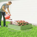 4' x 4' x 1' Galvanized Raised Garden Bed for Vegetables, Light Green