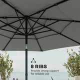 3 m Garden Parasol with 3-Tier Roof, Crank Handle & Tilt, Grey