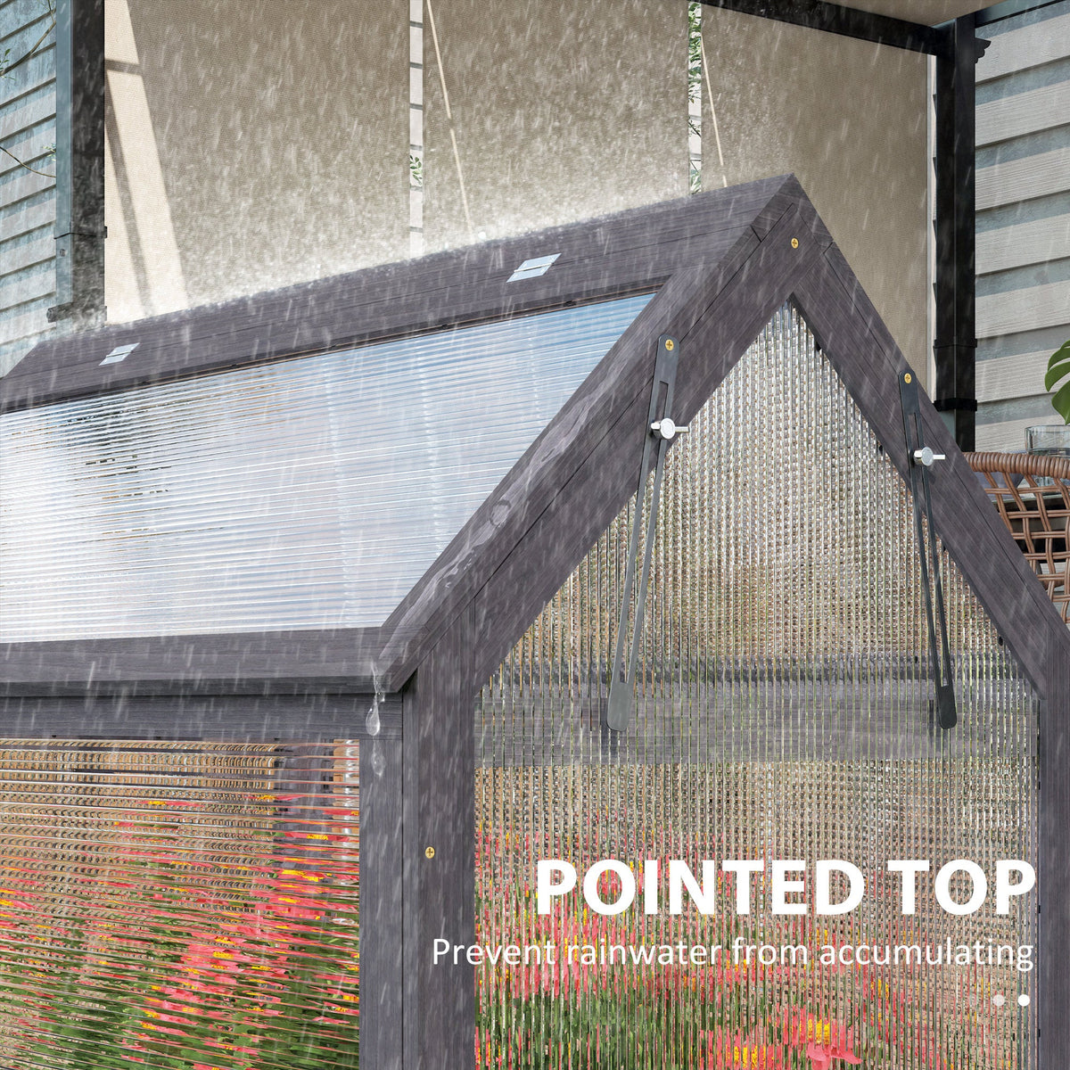 35.5" x 22.5" x 38.25" Raised Garden Bed Greenhouse, Gray