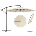 3 m Banana Parasol with Crank Handle, 8 Ribs & Cross Base, Cream White