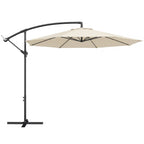 3 m Banana Parasol with Crank Handle, 8 Ribs & Cross Base, Cream White