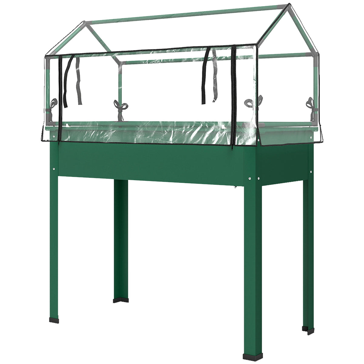 39.4" x 18.9" x 48.8" Raised Garden Bed with Cover, Green