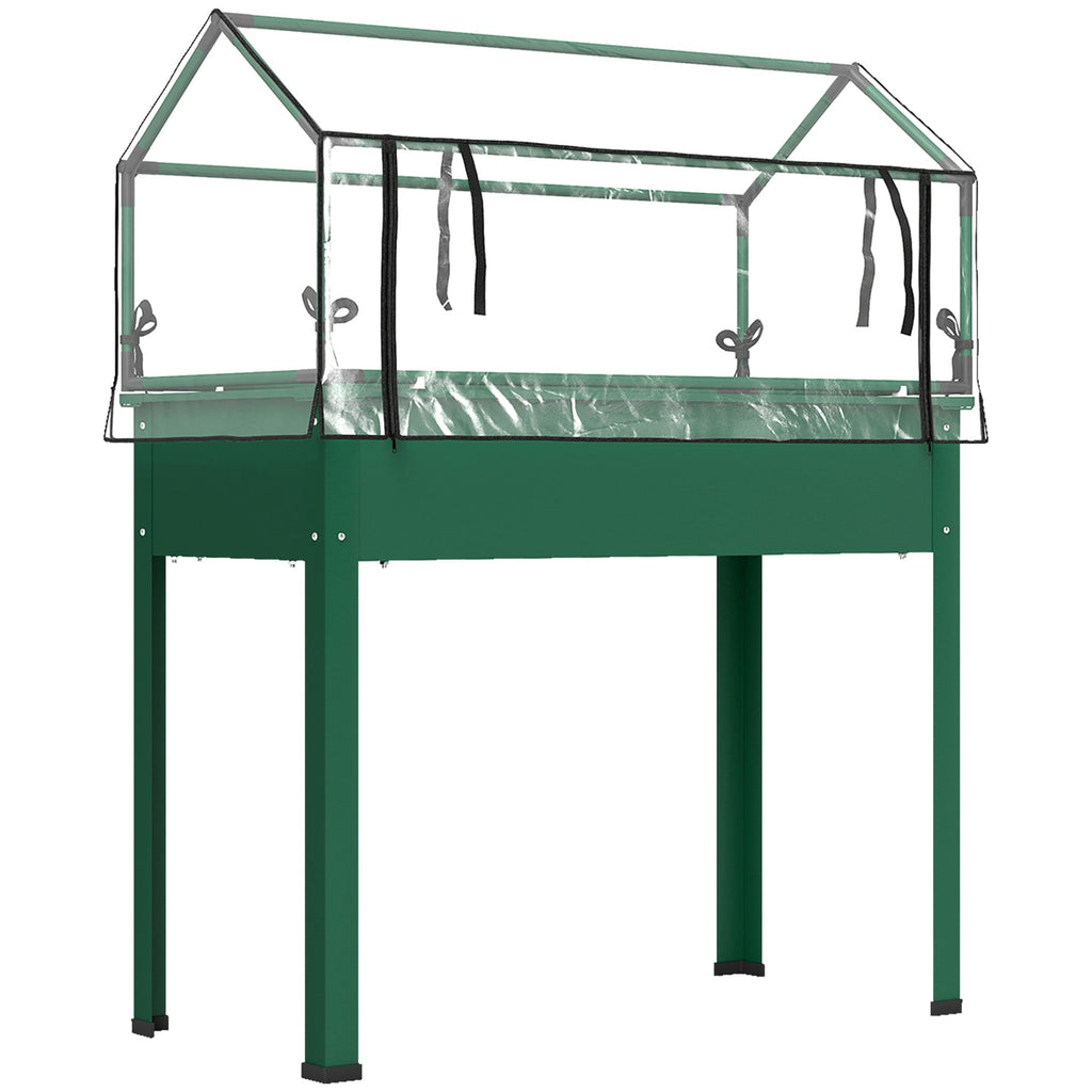 39.4" x 18.9" x 48.8" Raised Garden Bed with Cover, Green