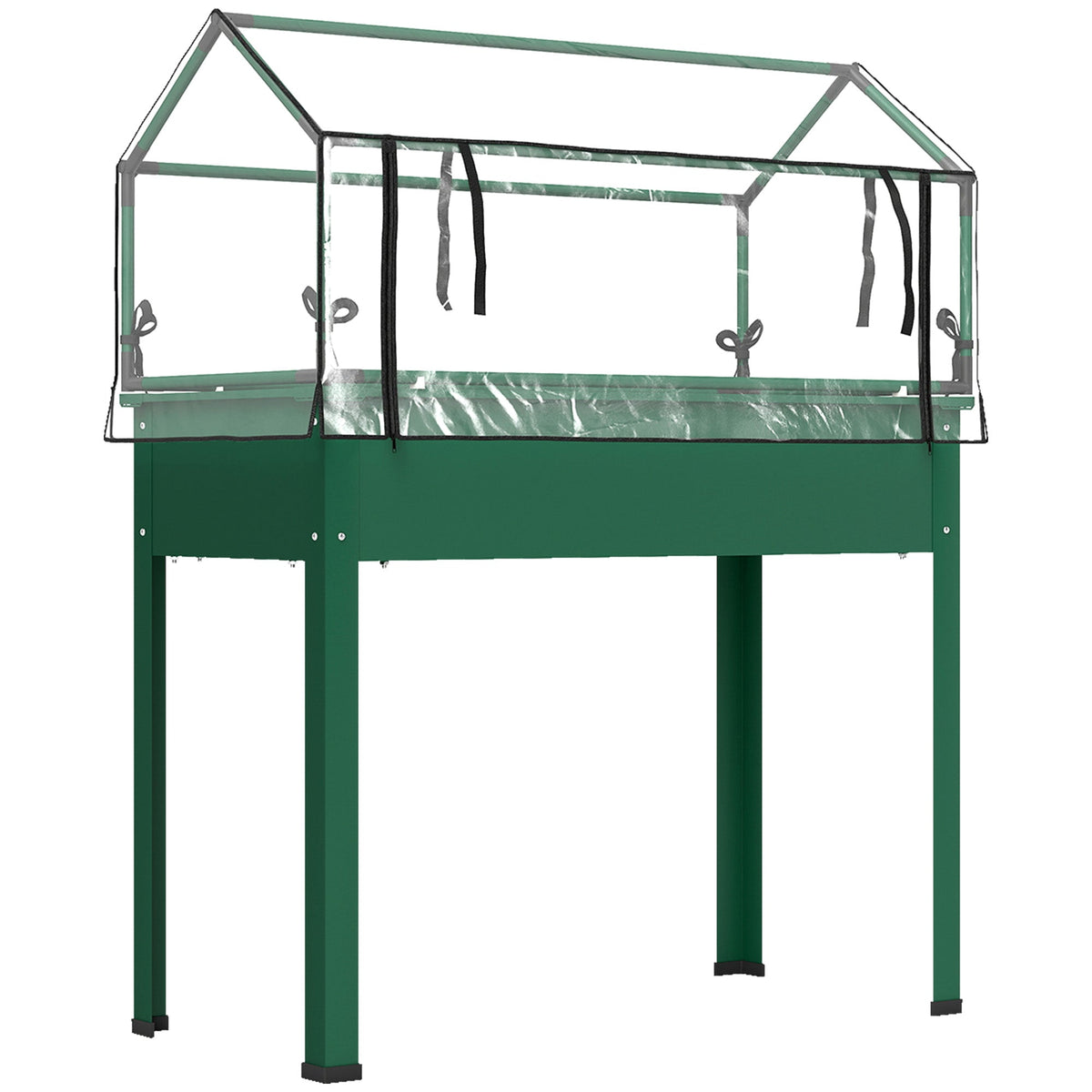 39.4" x 18.9" x 48.8" Raised Garden Bed with Cover, Green