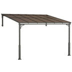 11' x 10' Wall Mounted Lean-to Pergola with Polycarbonate Roof, Brown