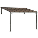 11' x 10' Wall Mounted Lean-to Pergola with Polycarbonate Roof, Brown
