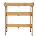 Wooden Potting Bench with Metal Top, Shelf and Hooks, Natural
