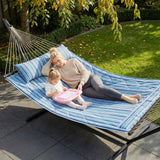 Outdoor Hammock with Stand, Detachable Pillow and Spreader Bars, Blue