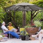 2.6 m Garden Parasol with Tilt, Crank, Vent & Aluminium Pole, Light Grey