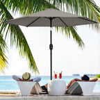 2.6 m Garden Parasol with Tilt, Crank, Vent & Aluminium Pole, Light Grey