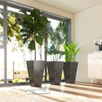 3-Piece 28" Tall Planters with Drainage Holes, Black