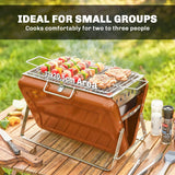 Folding Portable Charcoal BBQ Grill with Handle and Foldable Legs, Orange