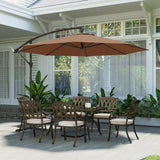 3 m Banana Parasol with Crank Handle, 8 Ribs & Cross Base, Coffee