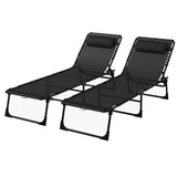 2-Piece Folding Chaise Lounge Set for Poolside or Beach, Black