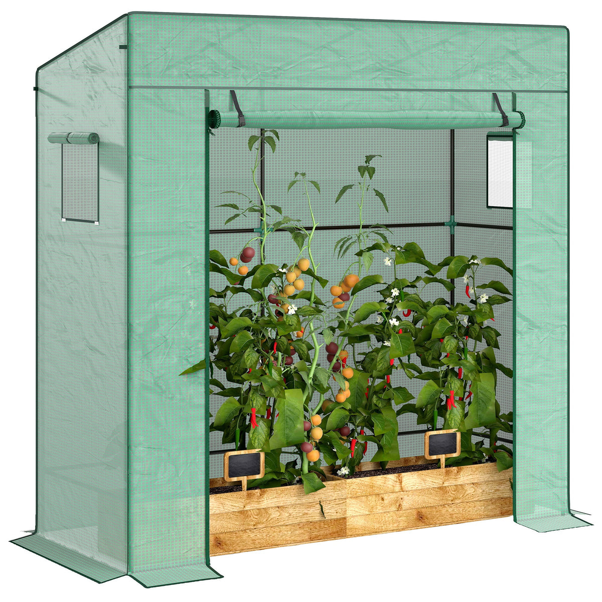 77.2" x 30.3" x 77.6" Lean-to Tomato Greenhouse, Green