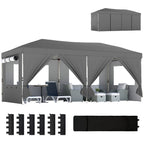 3 x 6 m Pop Up Gazebo with 6 Sidewalls, Wheeled Bag & Sandbags, Dark Grey