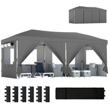 3 x 6 m Pop Up Gazebo with 6 Sidewalls, Wheeled Bag & Sandbags, Dark Grey
