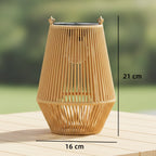 2 Pack Hanging Solar Rattan Lanterns with Auto On/Off, Brown