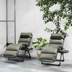 Set of 2 Zero Gravity Chairs with Cup and Phone Holder Tray, Grey
