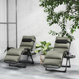 Set of 2 Zero Gravity Chairs with Cup and Phone Holder Tray, Grey