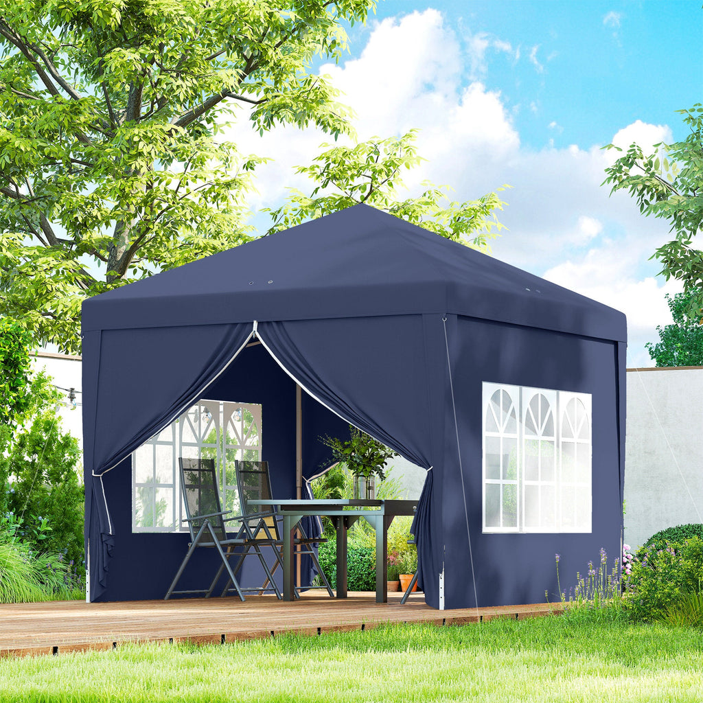 10' x 10' Outdoor Pop Up Party Tent Gazebo with Carrying Bag, Blue