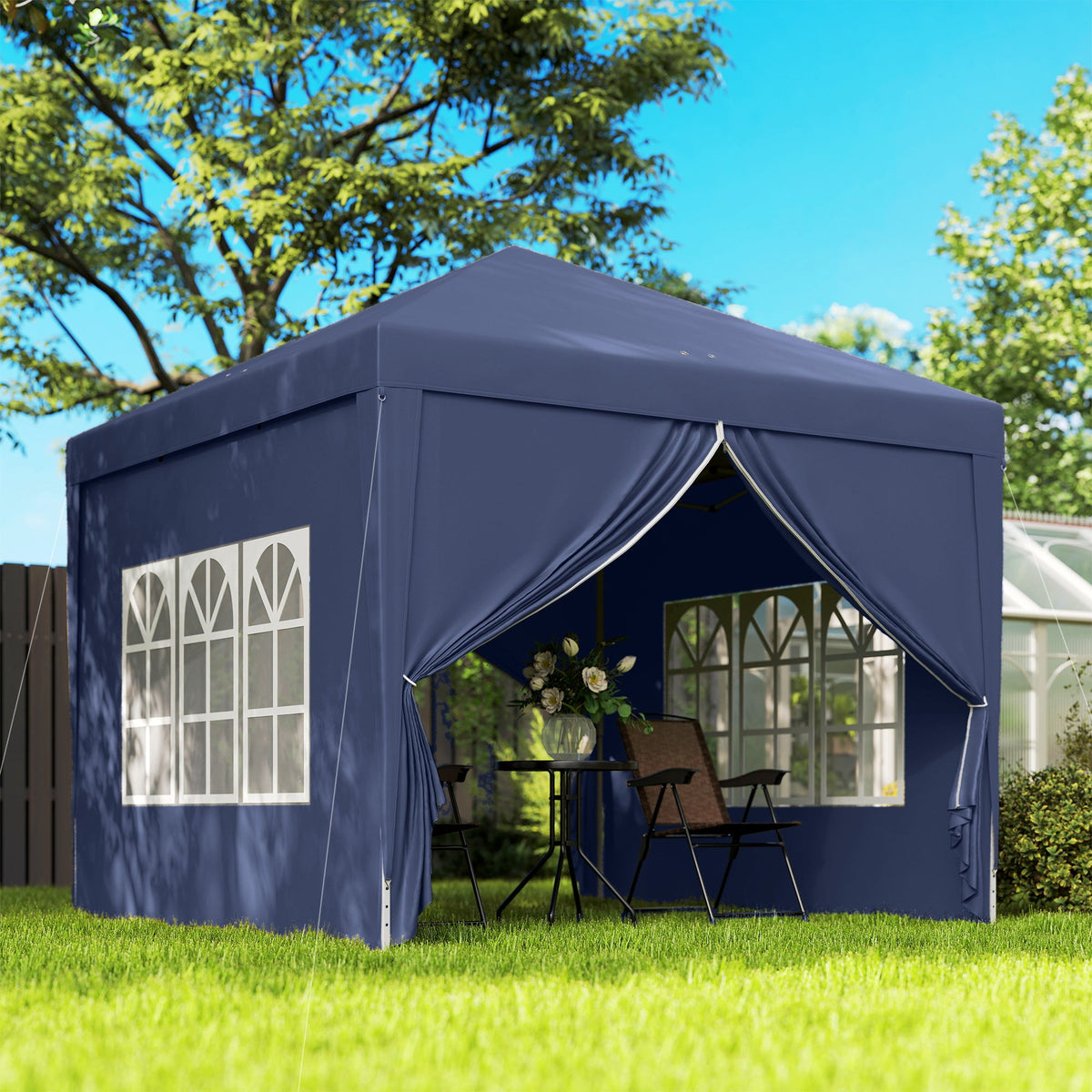 10' x 10' Outdoor Pop Up Party Tent Gazebo with Carrying Bag, Blue