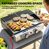 2 Burner Gas Plancha Grill with Warming Rack, 5 kW, Black